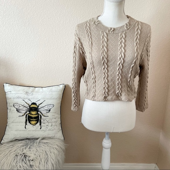 3/30 rib knit crop top sweater medium - Picture 2 of 6